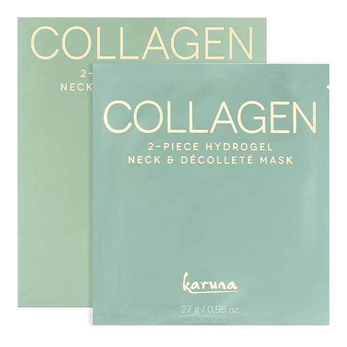 Karuna Collagen Neck & Chest Hydrogel Mask 1-Pack | Firming & Hydrating K-Beauty Masks with Collagen, Peptides & Niacinamide | For Wrinkles & Sagging Skin | Cruelty-Free
