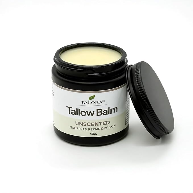 Tallow Balm: Unscented | 100% Grass-Fed & Finished Beef Tallow with Organic Jojoba Oil | Deep Moisture Balm | All-Natural Multipurpose Skincare for Dry & Sensitive Skin (4oz)