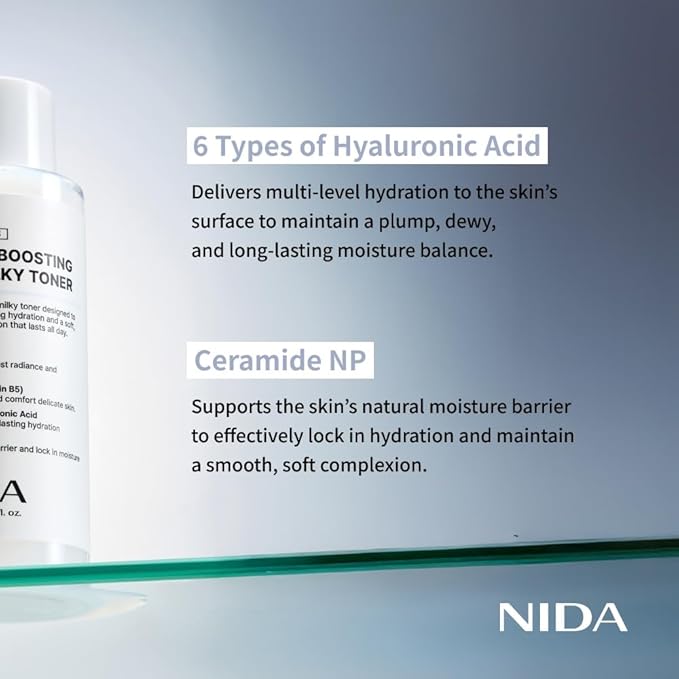 NIDA Youth-boosting Rice Milky Toner, for Glass Skin | Rice Bran Extract, Niacinamide, Ceramide NP, Panthenol | Deep Moisturizing, Hydrating and Refreshing, Korean Skin Care | 5.07 fl. oz., 150ml