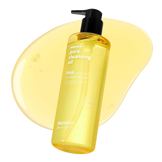 Hanskin PHA Pore Cleansing Oil - Korean Deep Pore Cleansing Makeup & Sebum Remover XL, Blackhead & Large Pores Cleanser for Sensitive Skin, Double Cleansing First Step, Plant-Based Care, 10.14oz