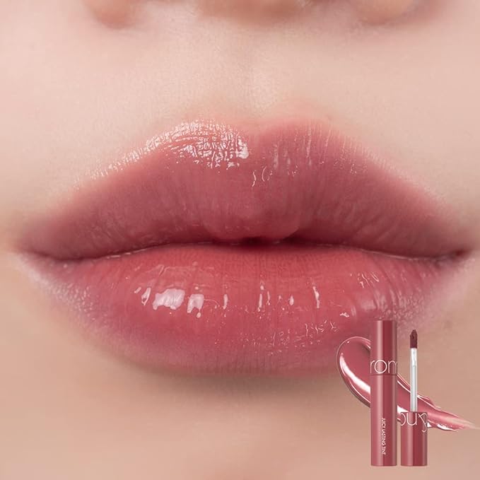 rom&nd Juicy Lasting Tint #18 Mulled Peach - K-Beauty Glossy Lip Stain | Hydrating, Long-Lasting, Non-Sticky Syrupy Finish | Natural Fruit-Inspired Coral Peach for All Skin Tones