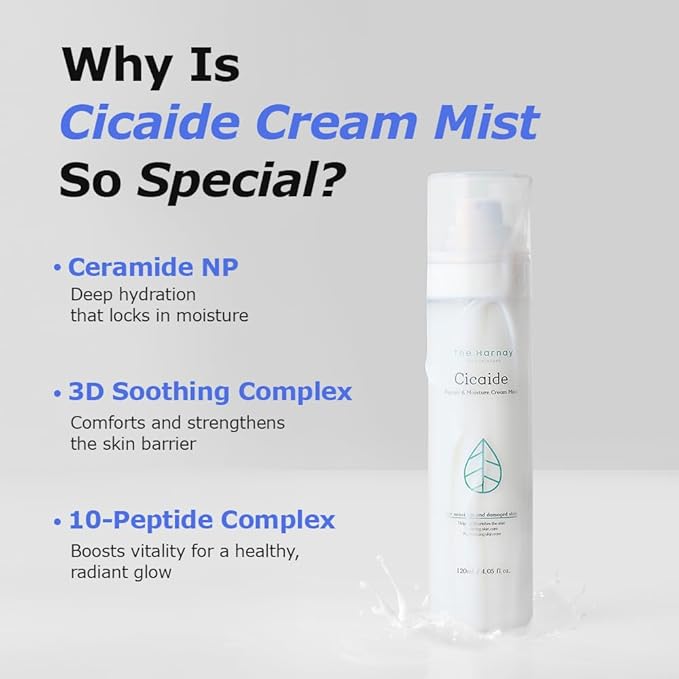 Cicaide Cream Mist 3.38 fl. oz | Korean Hydrating & Soothing for Stressed Skin | Makeup Prep & Setting Spray | 24-Hour Moisture Boost | K-Beauty Makeup Artist Pick