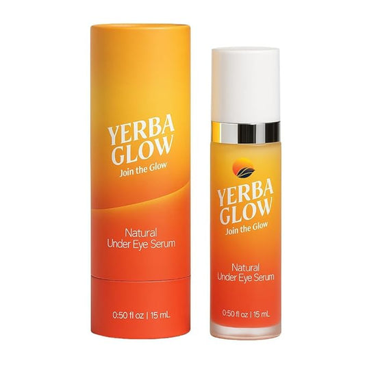 Caffeine Eye Cream – Yerba Glow Natural Under Eye Serum for Dark Circles, Puffiness & Fine Lines – Clean Hydrating Formula with Vitamin C, Peptides & Hyaluronic Acid