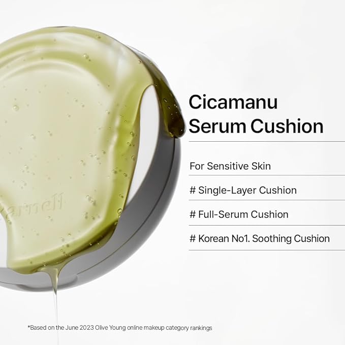 Parnell Cicamanu Serum Cushion - Moisturizing Foundation for Soothing, Coverage, Glass Skin and Lightweight for Sensitive and Dry Skin Pearl Skin (0.52 Fl Oz) (31N)