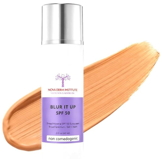 Blur It Up SPF 50 Sunscreen for Face Non Comedogenic Tinted Sunscreen- Zinc Oxide Mineral Sunscreen - Hydrating Sun Skin Care Made in USA (1.7 fl oz)