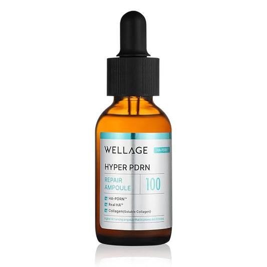 WELLAGE Hyper PDRN Repair Ampoule 1.01 fl.oz + Real Hyaluronic Glow Booster PDRN Mask