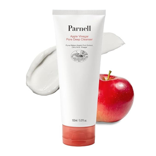 Parnell Apple Vinegar Pore Deep Cleanser – Gentle Face Wash with Apple Extract & Baking Soda, Removes Sebum & Impurities, Pore Control Foam Cleanser for Oily & Acne-Prone Skin, 5.07 fl oz / 150ml