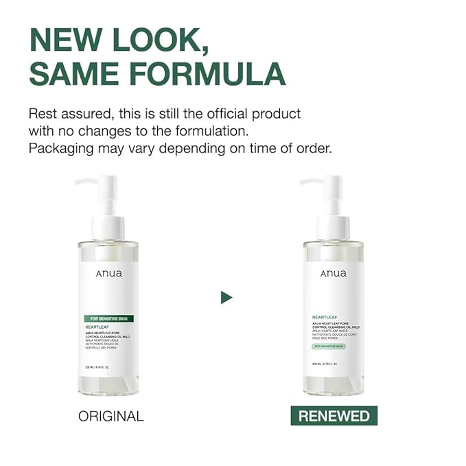 ANUA Heartleaf Pore Cleansing Oil MILD, Sensitive Skin Face Wash, Oil Cleanser for Face, Makeup Blackhead Remover, Korean Skin Care, Non-Comedogenic, Fragrance Free (6.76 fl oz)