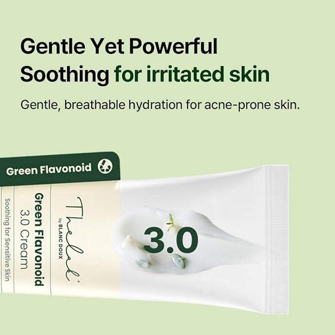 Green Flavonoid 3.0 Cream- Lightweight, Trouble Care,K Beauty Korean Moisturizer for Face, Soothing & Moisture for Acne Prone Skin, Non-Comedogenic Hydrating Cream, 50ml/1.69 fl oz