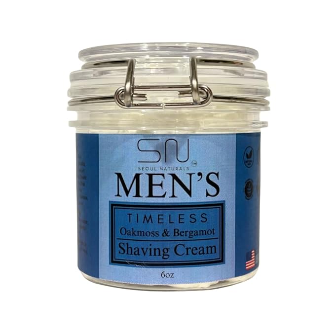Seoul Naturals Timeless Oakmoss & Bergamot Shaving Cream, k beauty, 6 oz