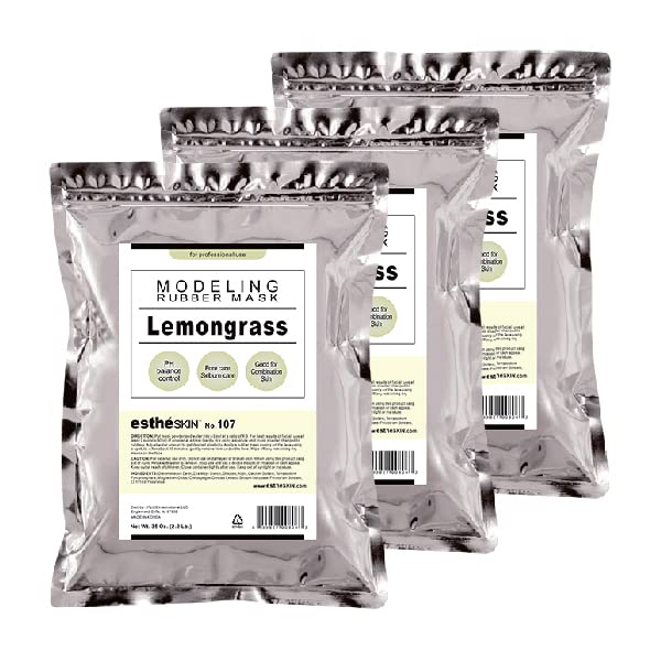 (3 pack) No.107 Lemongrass Peel Off Type Modeling Rubber Mask Powder for Facial Skin Care Treatment, 35oz