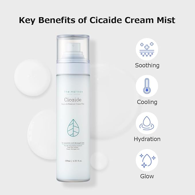 Cicaide Cream Mist 3.38 fl. oz | Korean Hydrating & Soothing for Stressed Skin | Makeup Prep & Setting Spray | 24-Hour Moisture Boost | K-Beauty Makeup Artist Pick