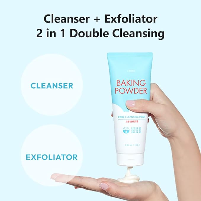 ETUDE Baking Powder Pore Cleansing Foam, Face Wash for Deep Dead Cells, Micro Sized Baking Powder to Clean Deep Inside Poer, Gentle Exfoliation, Soft and Creamy Bubble, Korean Skin Care (5.64 Ounce)