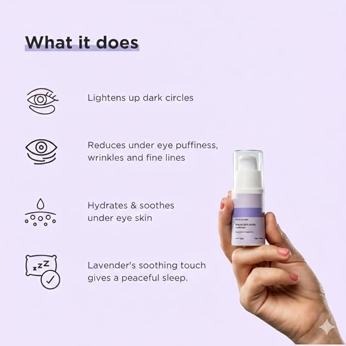 Under Eye Gel, Rice & Lavender, Reduces Dark Circles & Puffiness, All Skin Types, 15gm