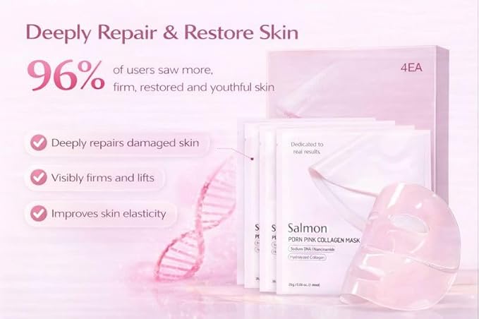 Salmon DNA PDRN Anti-Aging Jelly Gel Mask | Overnight Firming & Hydrating Face Mask for Elasticity & Glow | Korean Skincare with Niacinamide, Peptides & Hydrolyzed Collagen | 4 Pack