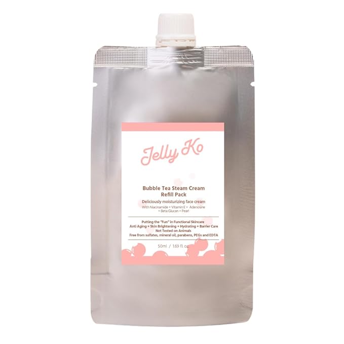Bubble Tea Steam Cream Refill & Travel Pack (50ml / 1.7 oz) – Korean Moisturizer Pouch for Glass Skin – K-Beauty Hydrating Face Cream – Cruelty-Free & TSA-Friendly