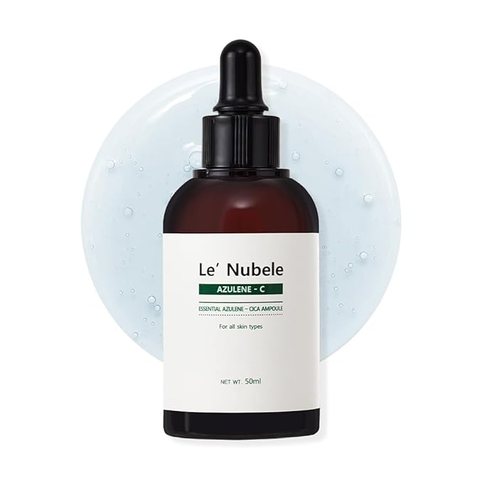 Le Nubele Azulene Cica Ampoule Soothes Acne Prone and Sensitive Skin, Azulene 700ppm, Centella Asiatica, Panthenol, Non-Comedogenic, Reduce Redness, Korean Skin Care, 50ml/1.06 fl.oz.