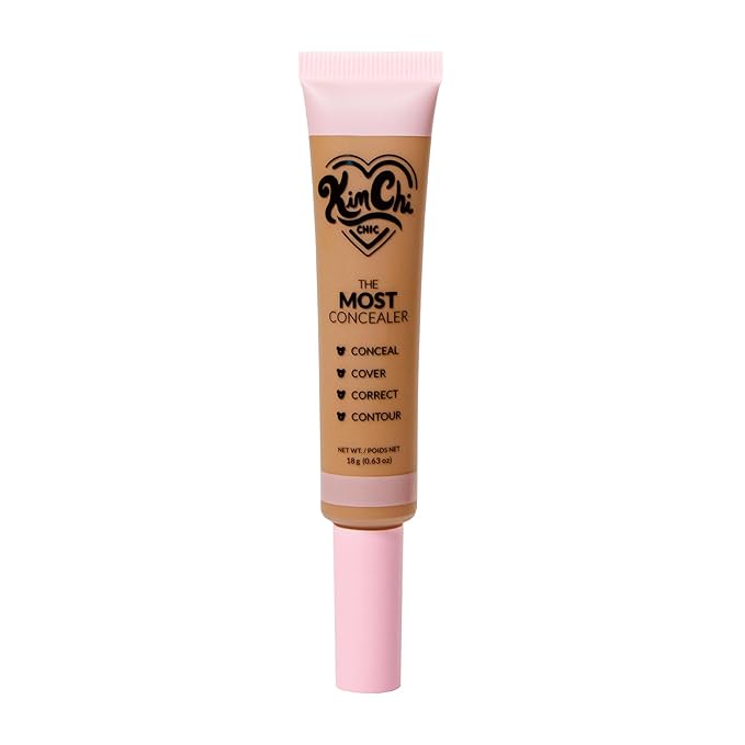 KimChiChic Beauty The Most Concealer | Full Coverage Water Resistant Multi-Use Concealer | Conceal, Correct, Contour & Highlight | Matte Satin Hybrid Finish | Brush Applicator, 0.63 oz, 12-Deep Tan