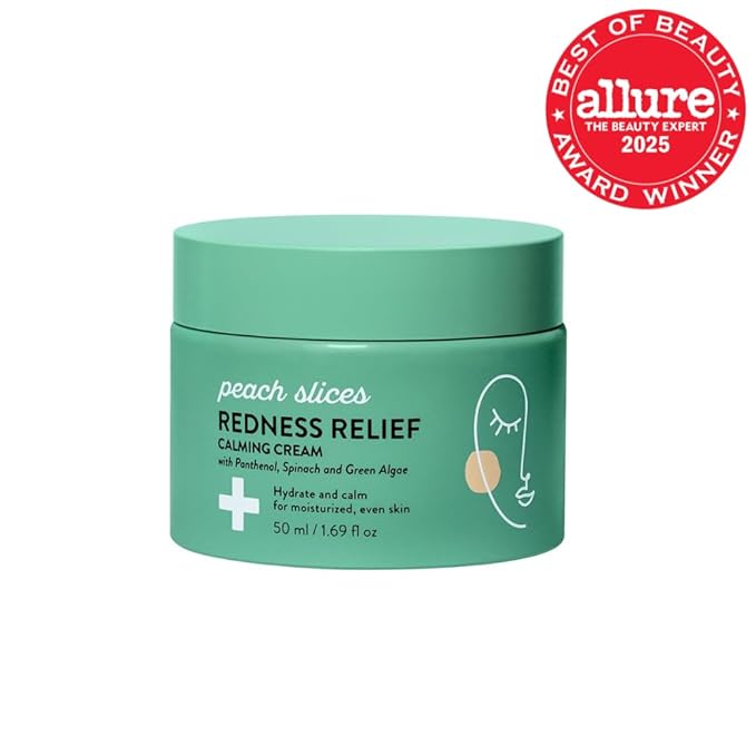 Peach Slices - Redness Relief Calming Cream (1.69 oz) - Hydrate & Calm - Moisturized, Even Skin - Panthenol, Spinach, Green Algae, & Turmeric - Vegan, Cruelty Free, Korean Skin Care & Beauty