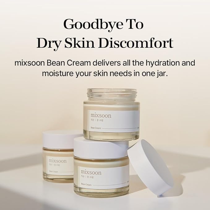 mixsoon Bean Glass Skin Duo Facial Moisturizer Fermented Bean Skincare Routine Bean Essence 50ml + Bean Cream 50ml 3.38 Fl. Oz / 100ml Korean Glass Skin Care