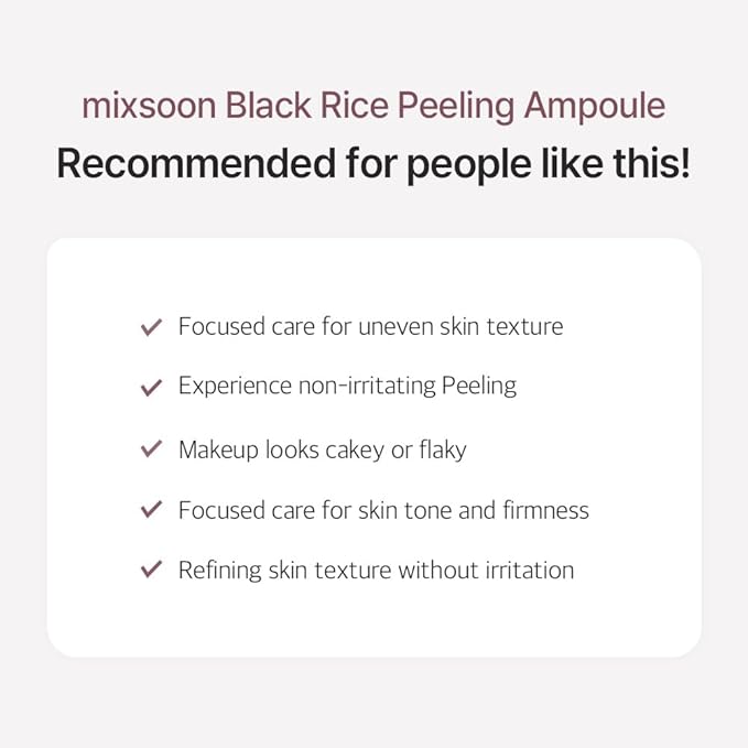 mixsoon Peeling Ampoule - Black rice exfoliant, Gentle Exfoliating Serum for Smooth, Radiant Skin, Dead Skin Cells Remover 100ml / 3.38 fl.oz. Korean Glass Skin Care