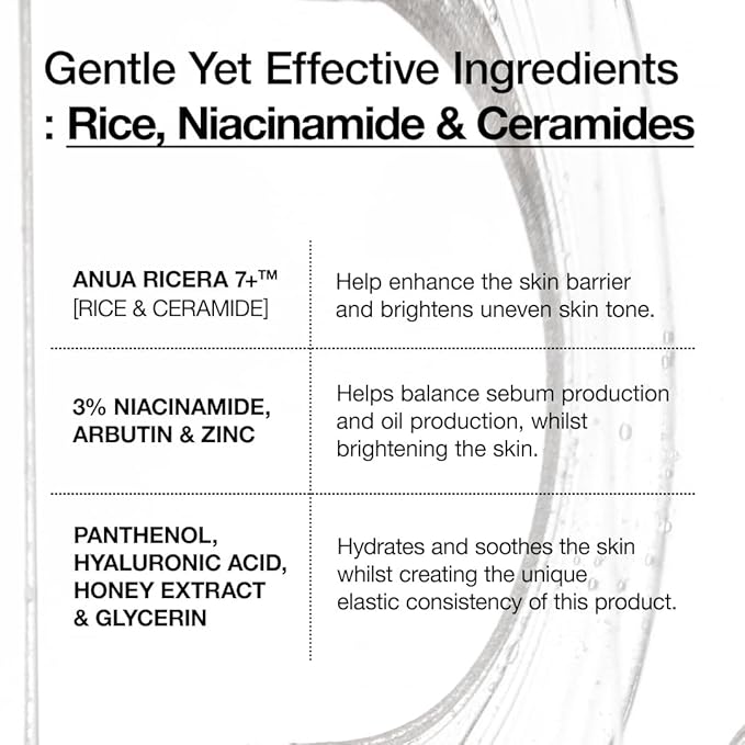 Anua Rice Ceramide 7 Hydrating Barrier Serum, Moisturizing Face Serum, Non-comodogenic, Hyaluronic Acid, Niacinamide, Lightweight, Fragrance Free, Sensitive Dry Skin, Korean Skincare 1.69fl oz