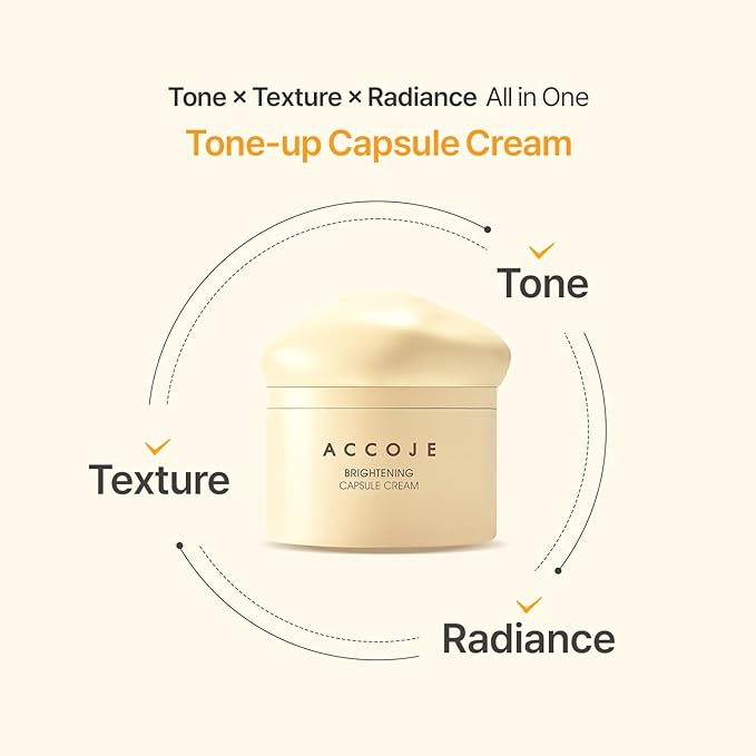 ACCOJE Brightening Capsule Cream 50 ml / 1.69 fl oz – Lightweight K-Beauty Cream with Korean Jeju Botanicals for Radiant, Even-Looking Skin