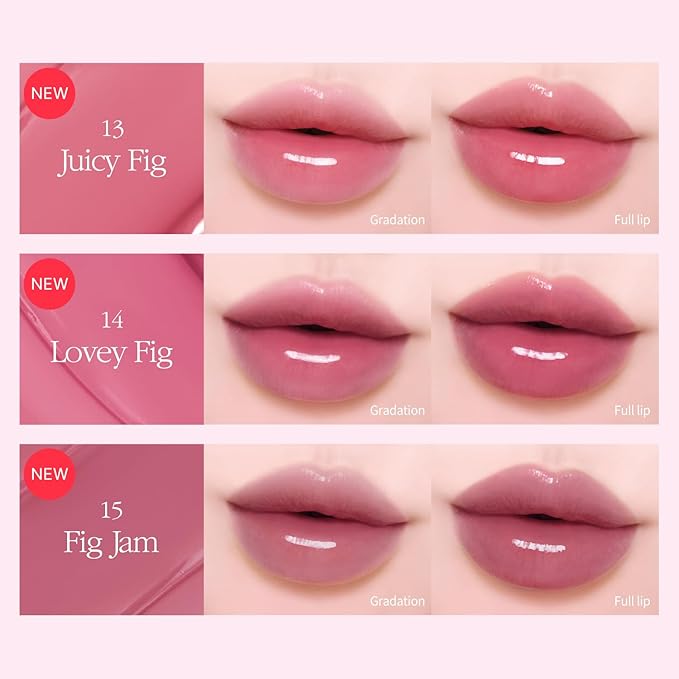 COSNORI Flow Wave Lip Tint - Vegan Glassy Lip Gloss, Lightweight & Long-lasting, Plant-derived Oil Moisturizer, K-Beauty (13 JUICY FIG)