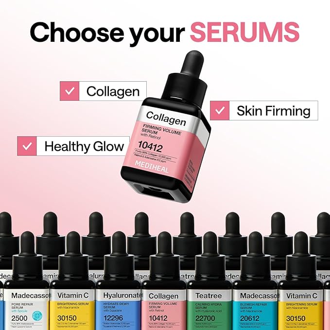 Mediheal Collagen Firming Volume Serum with Retinol 1.35 fl oz - Face Serum for Korean Glass Skin Look, Anti-Wrinkle, Pore Care & Long-Lasting Hydration