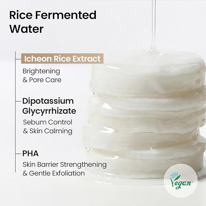 SKINFOOD Rice Brightening Toner Pad, Korean Skincare Face Toner Pads with 48 Hours Fermented Rice Water for Glow Glass Skin, Hydrating, 100% Cotton Pad, Vegan, 8.81 oz(60 Pads)