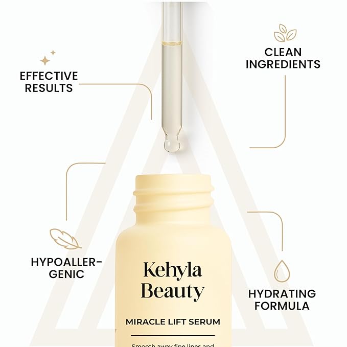 Kehyla Beauty™ Miracle Lift Serum — Peptide Complex + Hyaluronic Acid & Niacinamide (Vitamin B3) — Hydrating, Firming & Smoothing Face Serum for Mature Skin – Vegan, Hypoallergenic, 30ml
