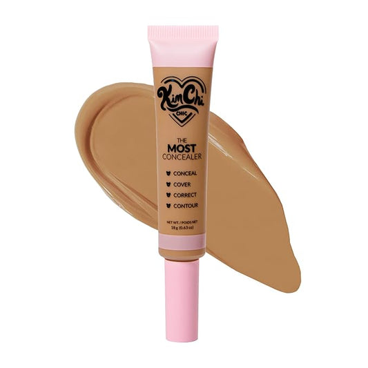 KimChiChic Beauty The Most Concealer | Full Coverage Water Resistant Multi-Use Concealer | Conceal, Correct, Contour & Highlight | Matte Satin Hybrid Finish | Brush Applicator, 0.63 oz, 11-Medium Tan