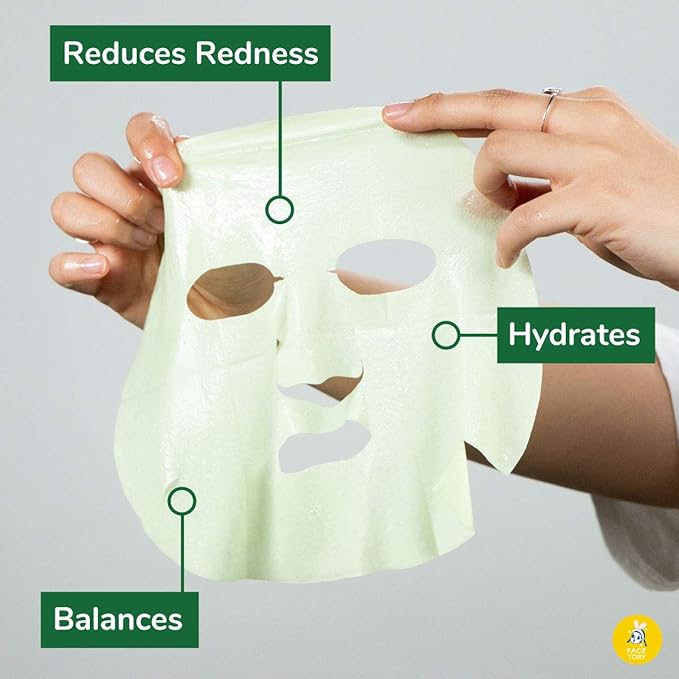 FACETORY K Beauty Face Mask Skin Care - ARTEMISIA REFRESHING RELIEF Sheet Mask with Artemesia Plant Extract | Soothes Redness & Breakouts (5 Pack)