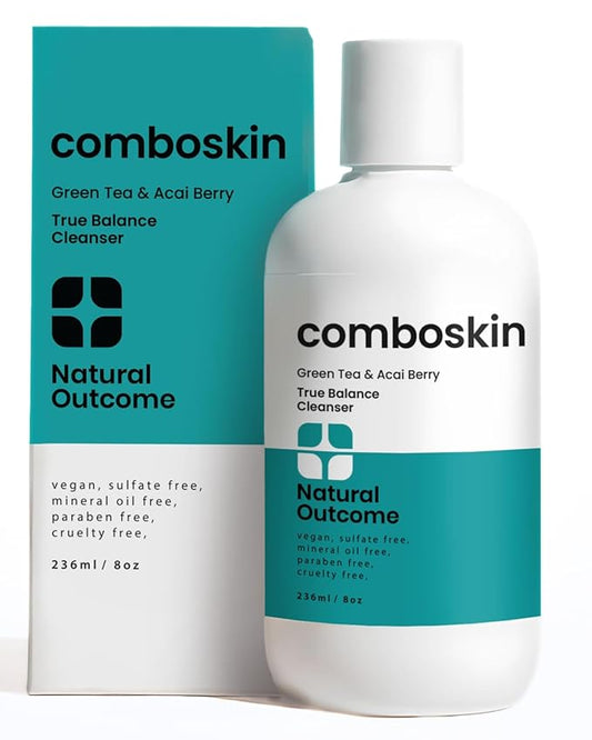 natural outcome Combination Skin True Balance Facial Cleanser Green Tea & Acai Berry | Face Wash and Cleansing Gel for Men & Women | Cruelty Free | 8 oz