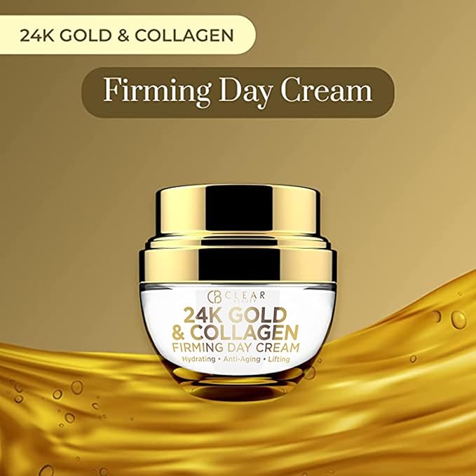 Clear Beauty 24K Gold & Collagen Day Cream Face Moisturizer – Dermatologist Tested, Anti Aging Korean Skin Care – Anti Wrinkle, Firms & Hydrates For Youthful Glow – Vegan, Clean Beauty – 1.69 Fl Oz