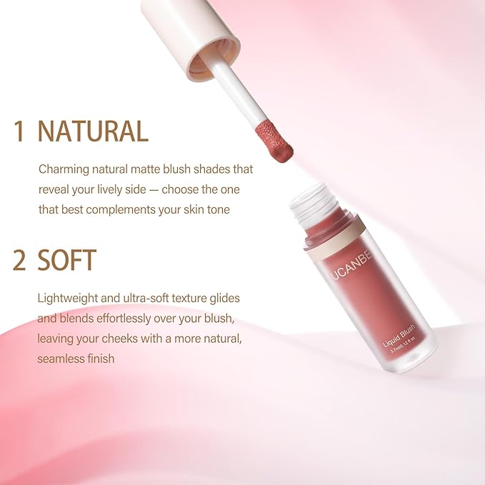 UCANBE Liquid Shimmer Blush Makeup for Cheeks, Highly Pigmented, Long Lasting, Anti-scratch, Natural-Looking, Daily Use Makeup Blush Suitable for Women Girls(07 Satin Rose)
