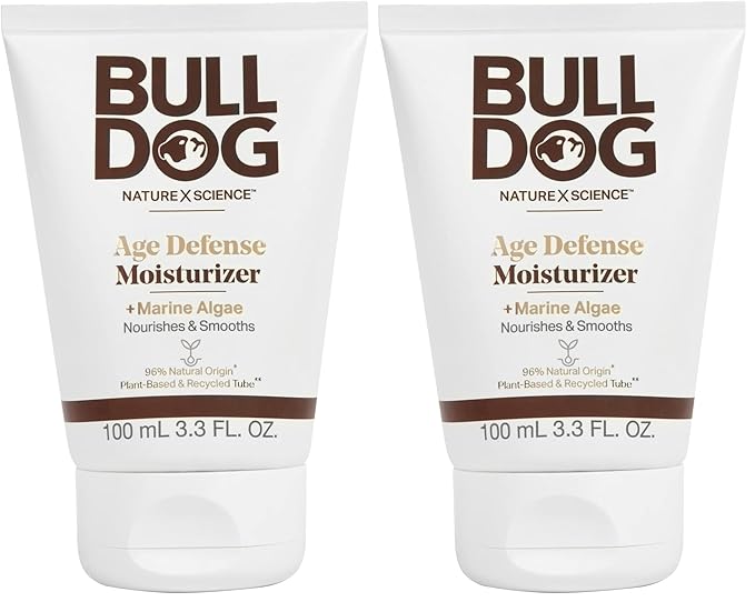 BULLDOG Mens Skincare and Grooming Face Moisturizer Age Defense, 3.3 Fluid Ounce, (Pack of 2)