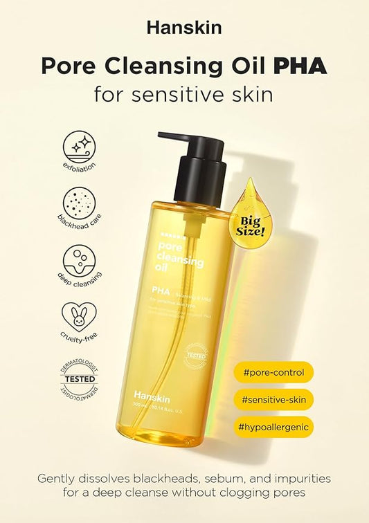 Hanskin Glass Skin Renewal Bundle – PHA Pore Cleansing Oil, Retinol Serum & Cream | Gentle Exfoliation, Radiant Glow & Anti-Aging for Mature, Dull & Tired Skin | Korean Skincare Set, K-Beauty