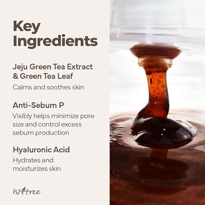 IsNtree Green Tea Fresh Cleanser 120 ml, 4.05 fl oz | Korean Skincare | Gel Cleanser with Jeju Green Tea Extract & 4‑Hyaluronic Acid | Refreshing & Hydrating | Sebum Control for Oily, Sensitive Skin