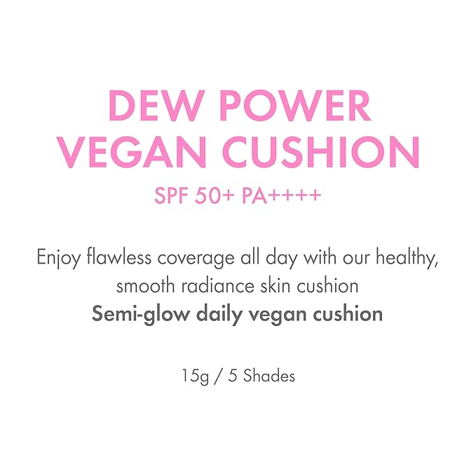 Amuse SEOUL Dew Power Vegan Cushion Foundation (03 HONEY) | Dewy, glow, long-lasting, double coverage, clean beauty, lightweight, natural look, hydrating cushion
