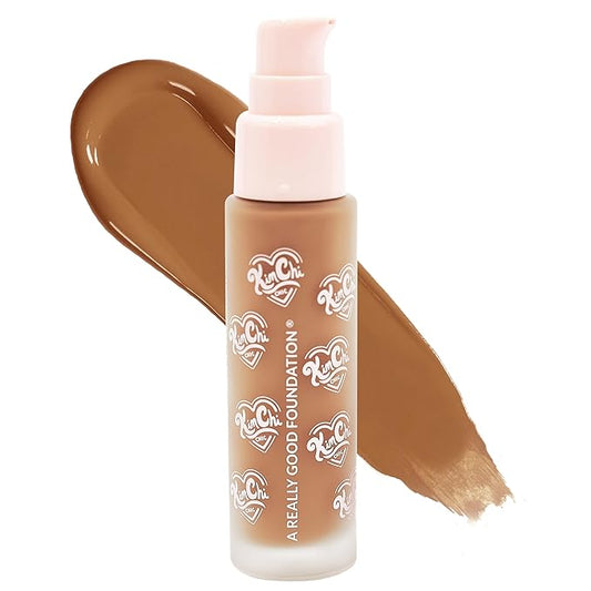 KimChiChic Beauty A Really Good Foundation | Medium to Full Coverage Makeup | Long-Lasting, Lightweight Hydrating Formula | Vegan & Cruelty-Free, 1.0 fl. oz, 128MD Tan + Warm Neutral Undertones