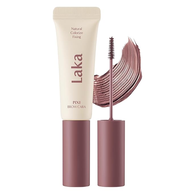 Laka Pixi Eyebrow Mascara 8g/0.28oz., Eyebrow Gel to Fix and Shape Brows, Clump-Free, Brow Fixer with Slim Precision Brush, Vegan, K-Beauty (06 Rose Burgundy)