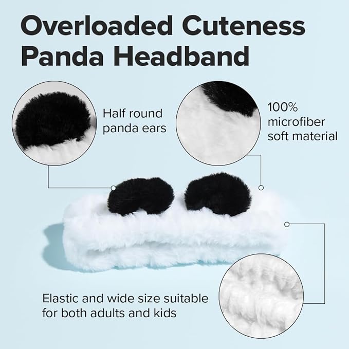 I DEW CARE Face Wash Headband - Panda | Adorable Design, Perfect for Washing & Cleansing, Makeup and Spa, Bath, Skincare, Quick Dry, Soft & Fuzzy, Non Slip, Reusable, Teen Girls Stuff