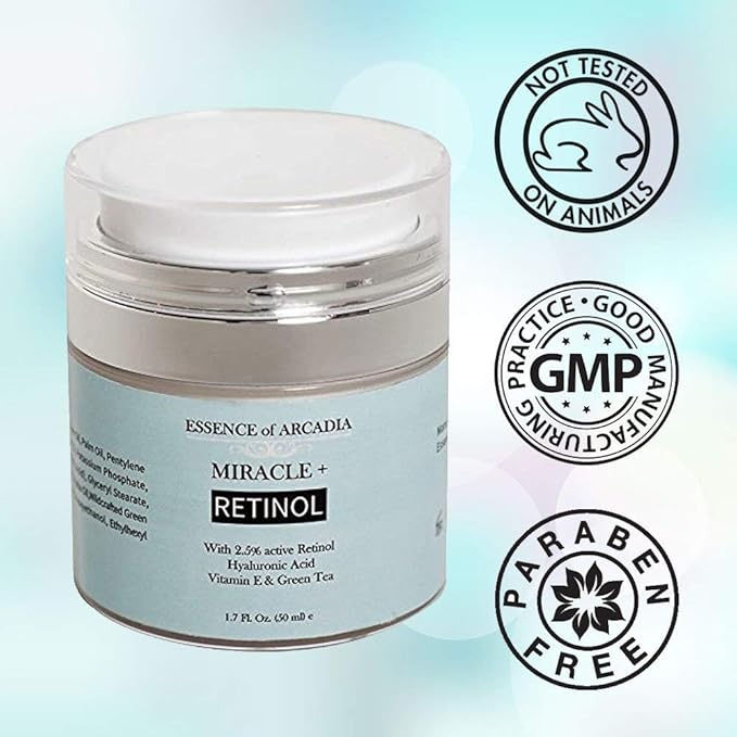Retinol Moisturizer Cream 2.5% for Face & Eye Area - Anti-Aging Formula with Hyaluronic Acid, Vitamin E, Green Tea - 1.7 Fl Oz