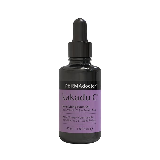 DERMAdoctor Vitamin C Oil for Face – Night Toner, Hydrating 20% Vitamin C Face Oil for Women Anti Aging with Vitamin E, Ferulic Acid & Marula Oils, Dermatologist Formulated, 1 Oz