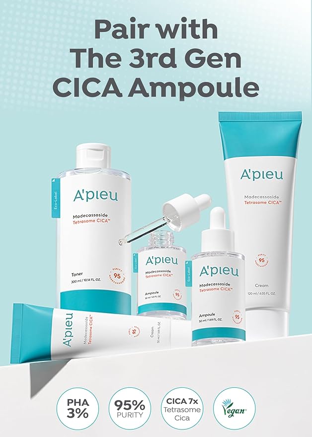 A'PIEU Madecassoside Tetrasome Cica Cream 1.69 fl oz | Calming, Hydrating Moisturizer for Redness, Sensitive Skin & Skin Barrier Support | Centella Asiatica + Madecassoside | Korean Skincare.