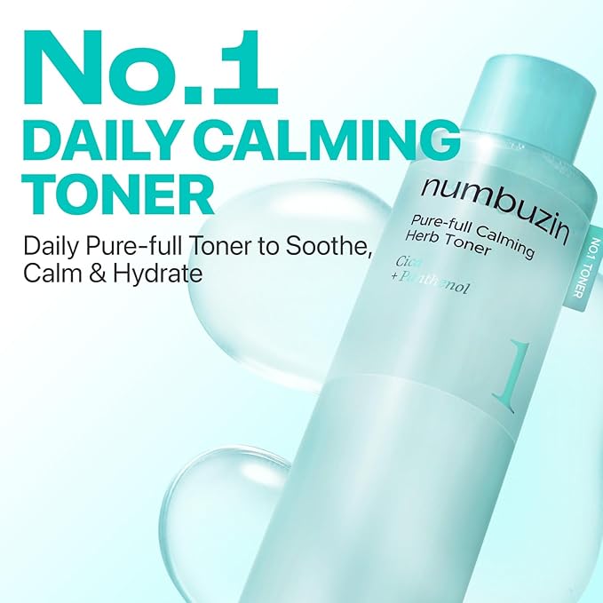numbuzin No.1 Toner | Pure-Full Calming Herb Toner | Breakouts, Redness, Excess Oil Control | Centella Asiatica, Heartleaf, Licorice Root | Acne-Prone, Sensitive Skin | 10.14 fl. oz.