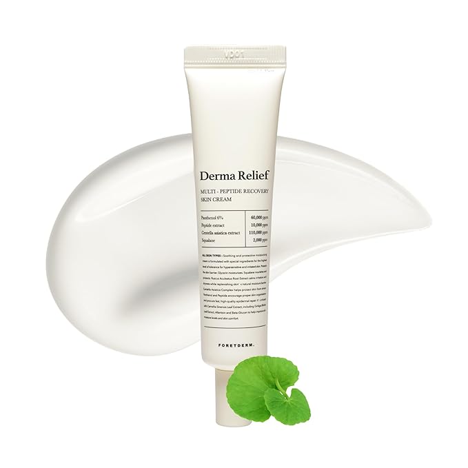 Peptide Derma Relief Cream – EGF, CICA & Panthenol Barrier Repair Face Moisturizer, Korean Skincare for Sensitive Skin, Soothing & Calming Redness, Hydrating Face Cream, Unscented,1.35 Fl Oz