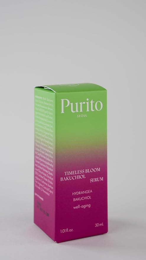 PURITO SEOUL Timeless Bloom Bakuchiol Serum, Korean Jeju Hydrangea, for Sensitive Skin, Ampoule, Fine Line Reduction, Anti Aging Facial Serum for face, K-Beauty, 30ml 1fl.oz