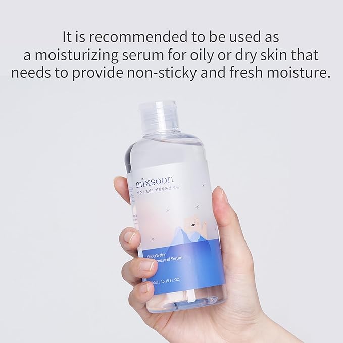 mixsoon Glacier Water Hyaluronic Acid Serum - Deep Hydration and Cooling for Face, Hydration Booster, Refreshing Lightweight Texture 30ml / 1.01 fl.oz. Korean Glass Skin Care